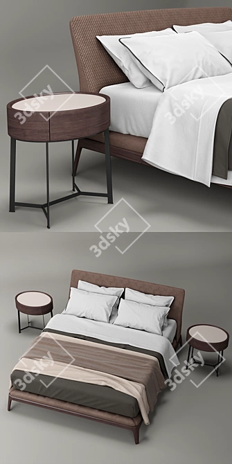 Poliform Kelly Bed and Nightstands 3D model image 2