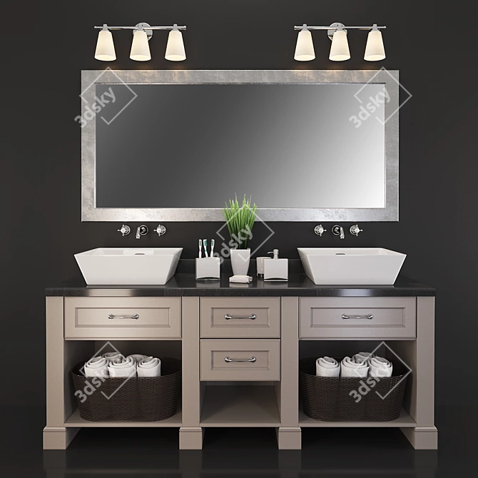 Sleek Bath Vanity Set 3D model image 1