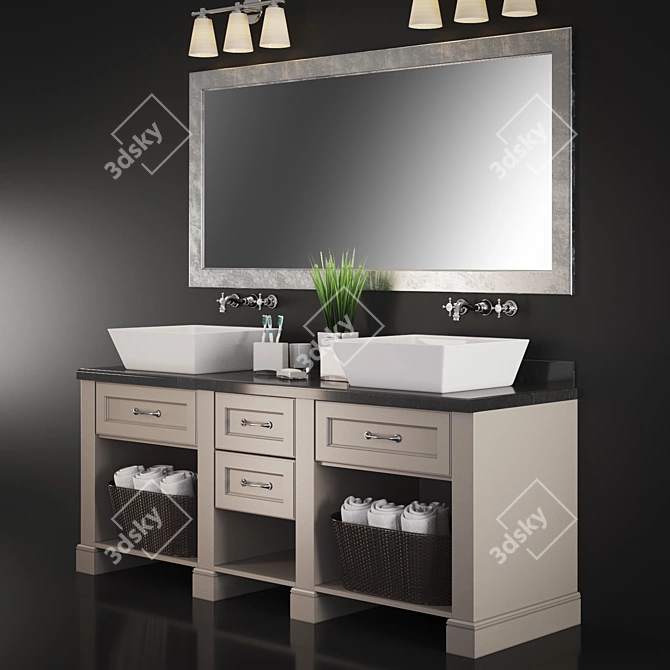 Sleek Bath Vanity Set 3D model image 2