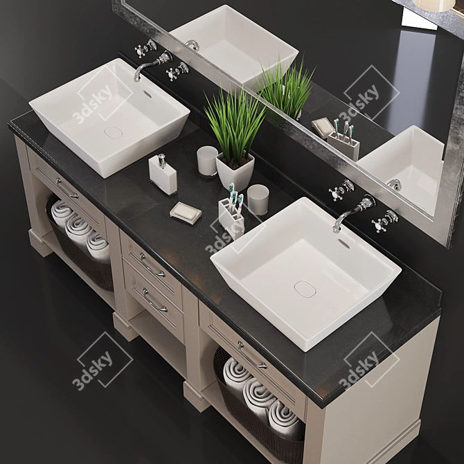 Sleek Bath Vanity Set 3D model image 3