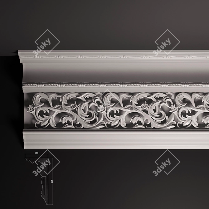 Torus Style Cornice - Elegant Decor Solution 3D model image 1