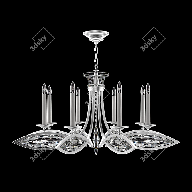 Marquise Crystal Chandelier: Elegant Silver Finish 3D model image 1