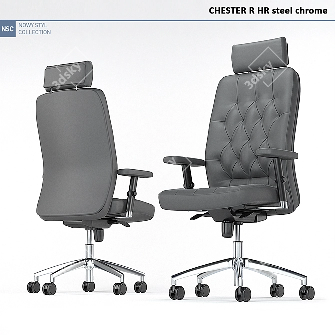 Sleek CHESTER R HR Chair: New Style, Chrome 3D model image 1