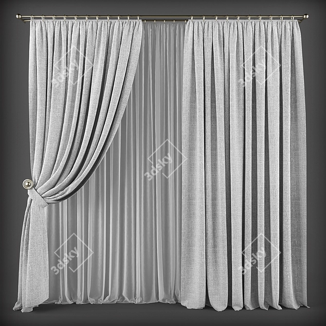 Modern Style Curtains 3D model image 1