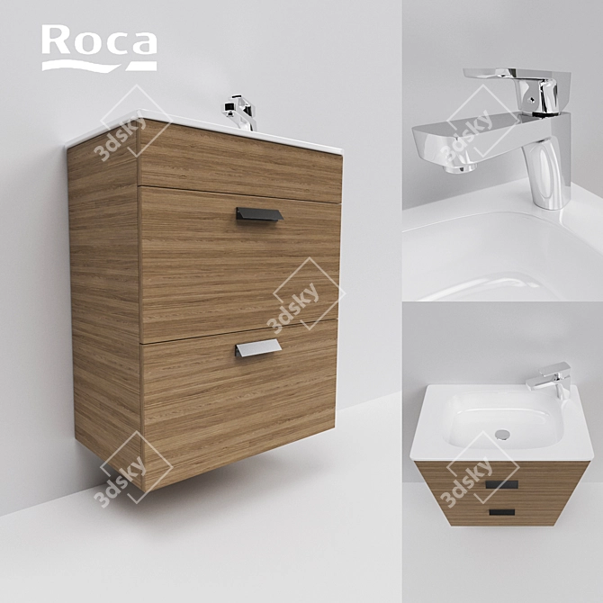 Modern Roca Debba Sink with Vanity 3D model image 1