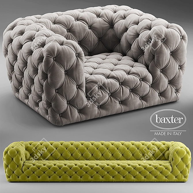 Luxury Chester Moon Sofa and Chair 3D model image 1