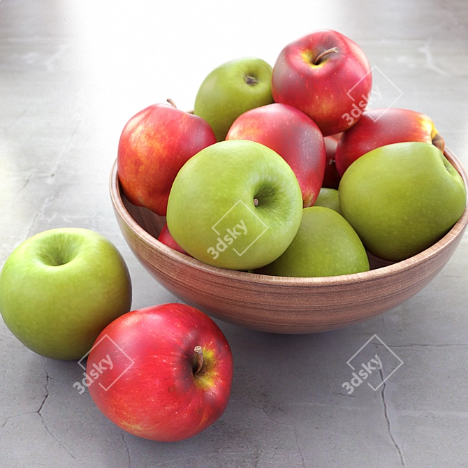 Delicious Mixed Apple Bowl 3D model image 1