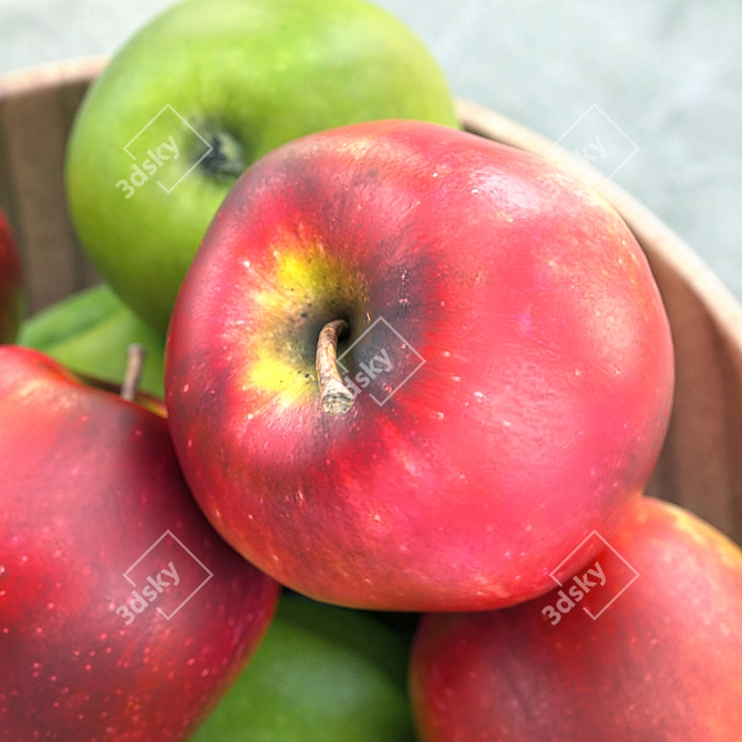 Delicious Mixed Apple Bowl 3D model image 2