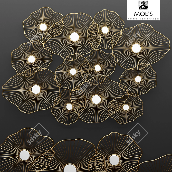 Luxury Lily Pad Metal Wall Decor 3D model image 1