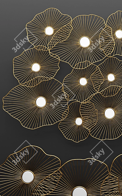 Luxury Lily Pad Metal Wall Decor 3D model image 2