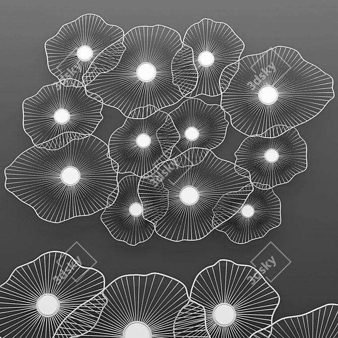 Luxury Lily Pad Metal Wall Decor 3D model image 3