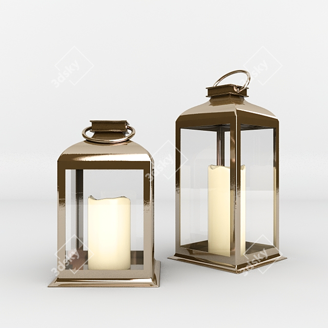 Glamorous Faux Brass Lantern 3D model image 1