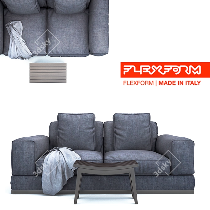 Flexform Big Bob: Stylish and Spacious 3-Seater Sofa 3D model image 1