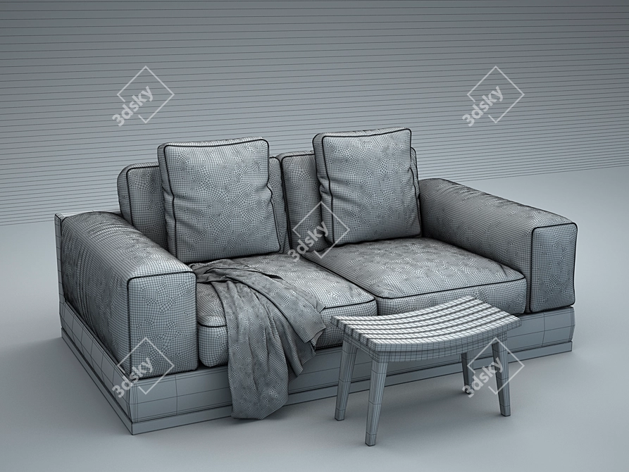 Flexform Big Bob: Stylish and Spacious 3-Seater Sofa 3D model image 3