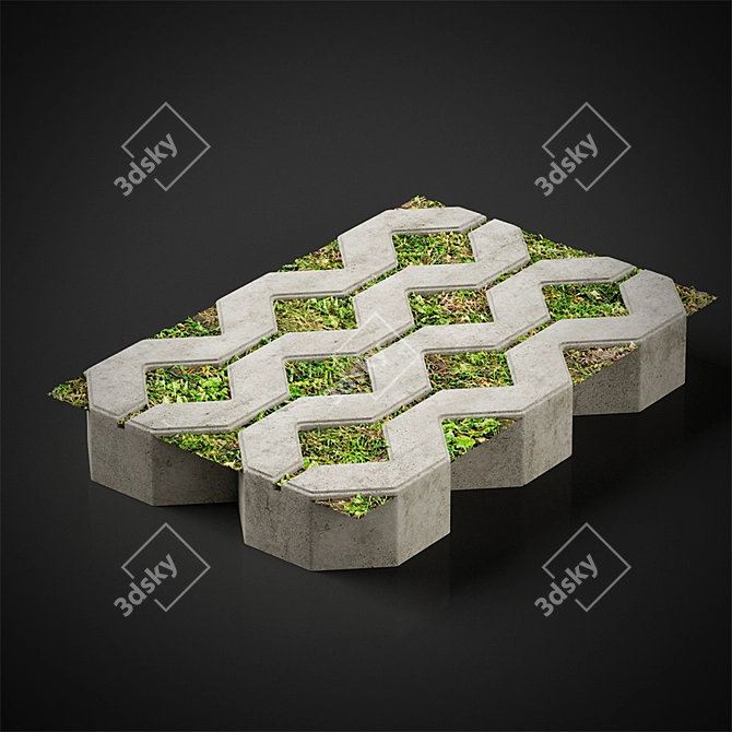 Perforated Road Panel: Detailed & Tilable with Grass 3D model image 1