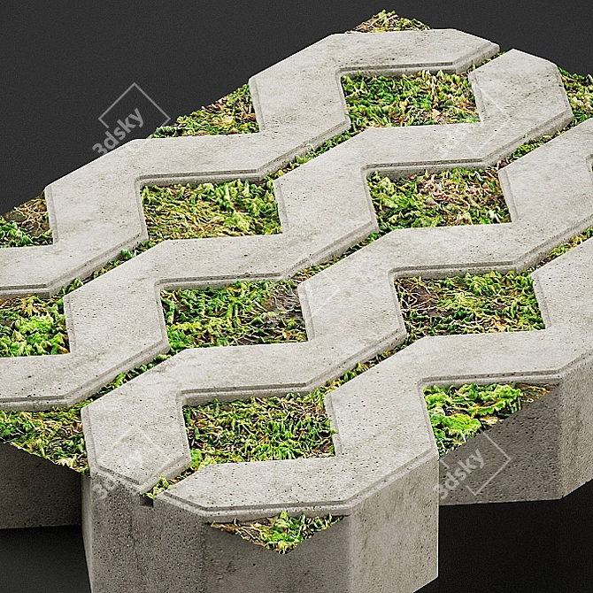 Perforated Road Panel: Detailed & Tilable with Grass 3D model image 2