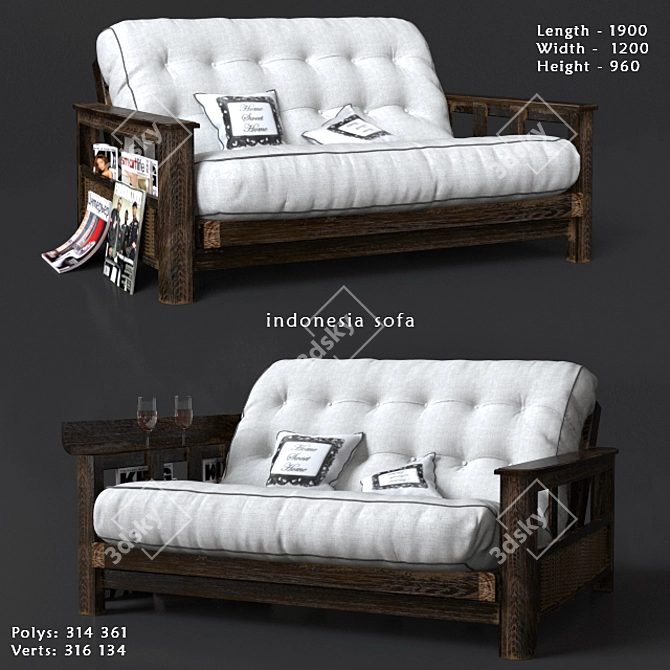 Indonesian Sofa: Authentic and Stylish! 3D model image 1