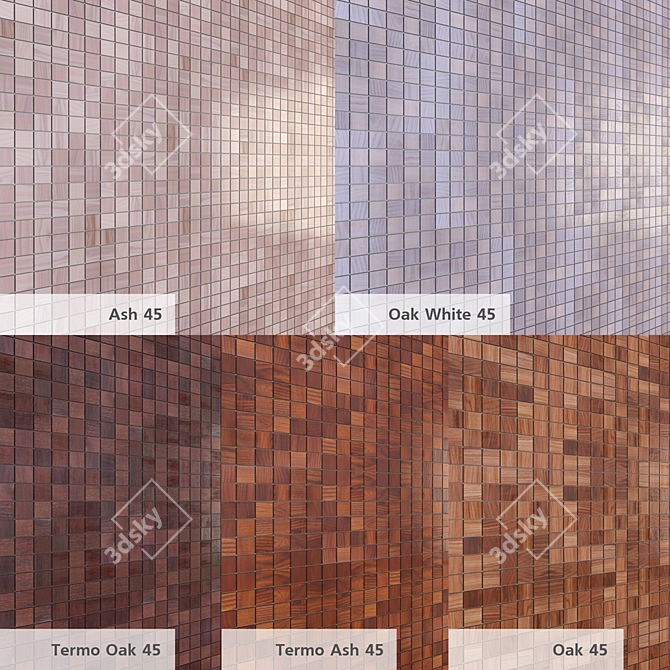 European Wooden Mosaic Tiles 3D model image 1