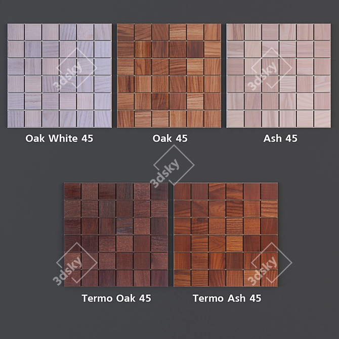 European Wooden Mosaic Tiles 3D model image 2