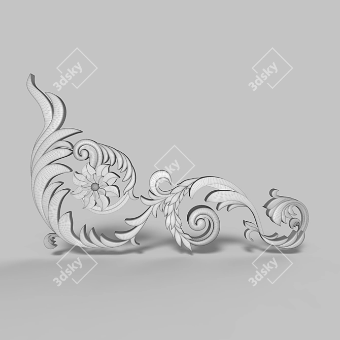 Elegant Silver Ornament A 3D model image 2