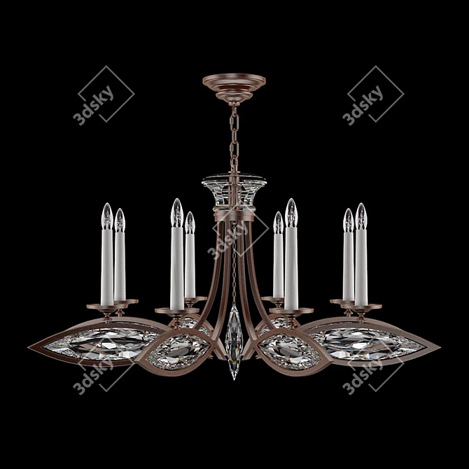 Elegant Marquise Crystal Bronze Lamp 3D model image 1