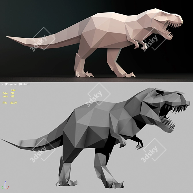 Realistic Full-Size T-Rex Model 3D model image 1