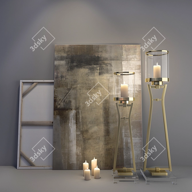 Elegant Candlestick Set 3D model image 1