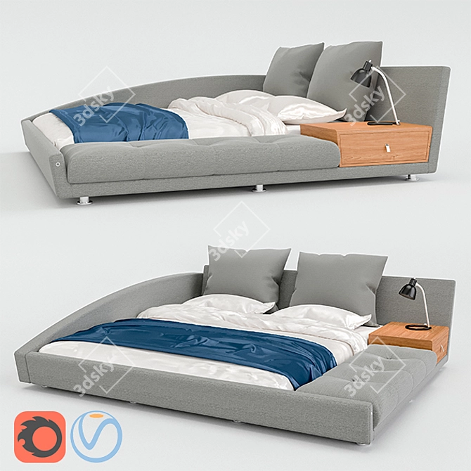 ESF 1336 L-Shaped Bed: Modern and Spacious 3D model image 1