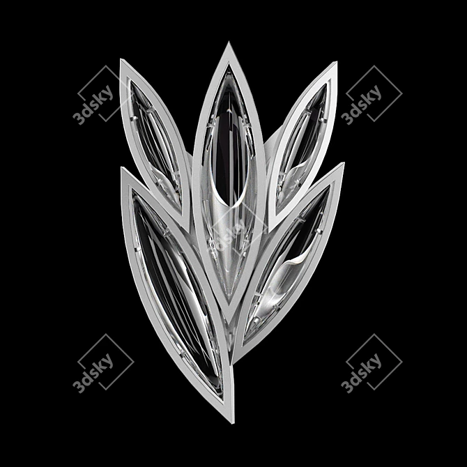 Elegant Silver Leaf Crystal Sconce 3D model image 1