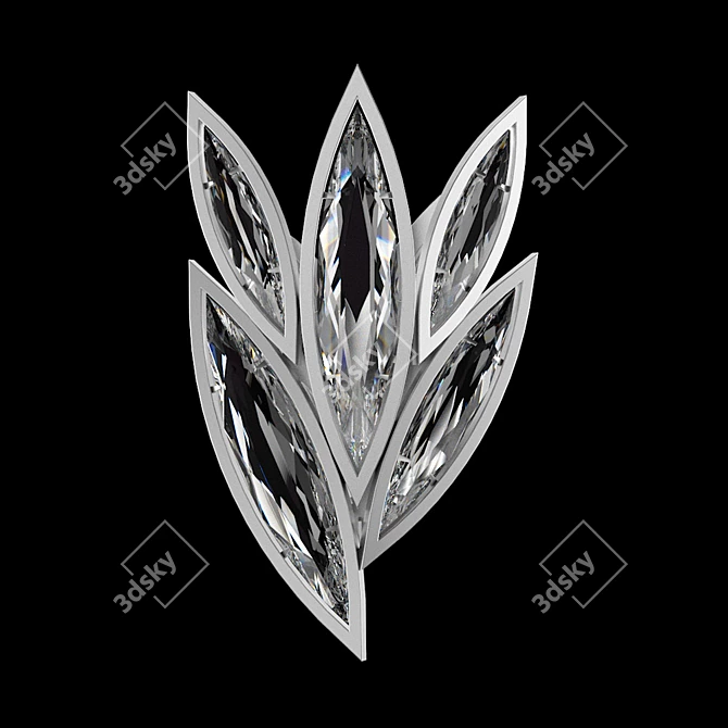 Marquise Sconce: Silver Finish with Faceted Crystals 3D model image 1