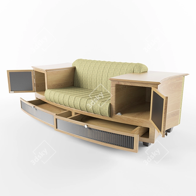Wooden Armrest Sofa 3D model image 2