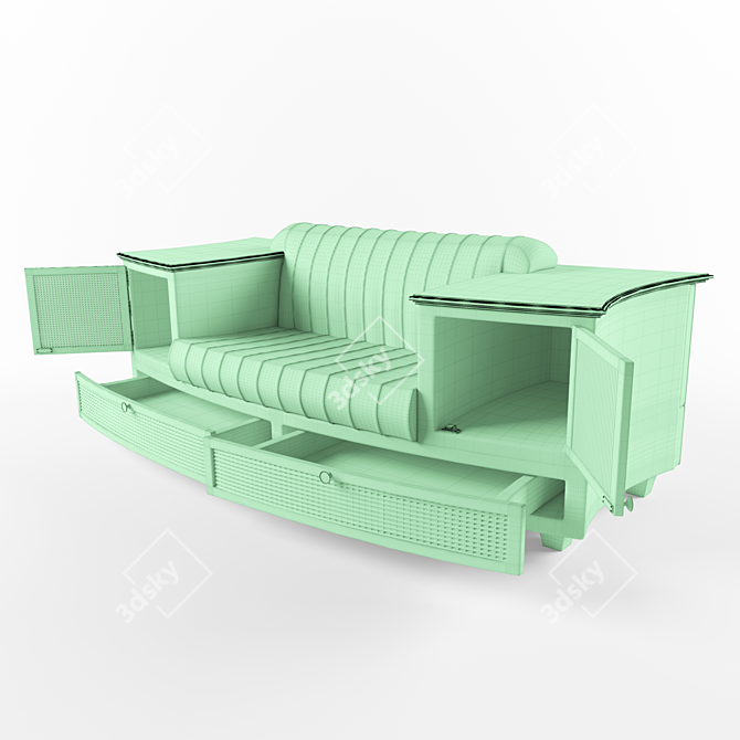 Wooden Armrest Sofa 3D model image 3