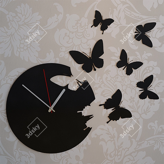 Butterfly Wall Clock 3D model image 2