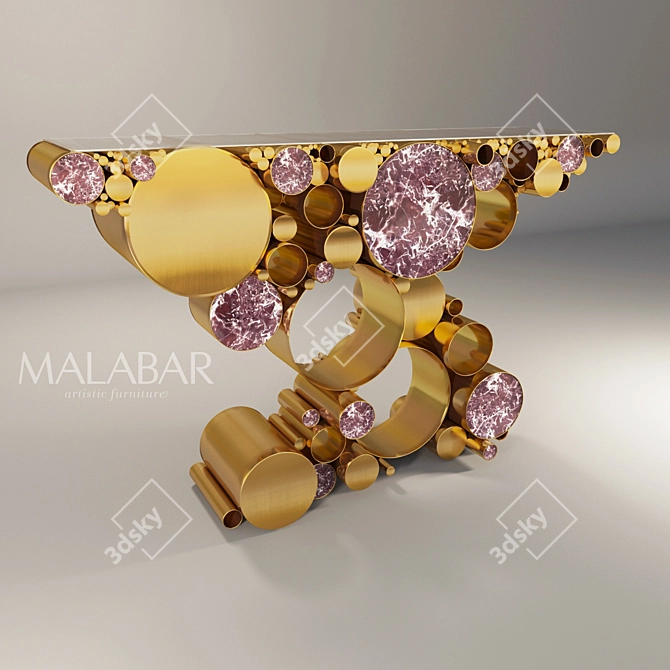 Wanderlust Console: Luxurious Marble & Brass 3D model image 2