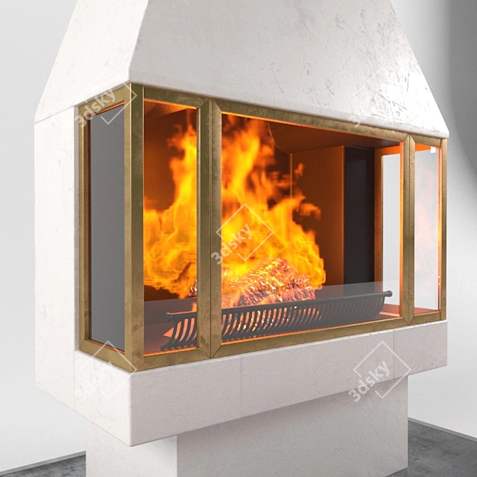 Eternal Flames: 3D Fire Fireplace 3D model image 2