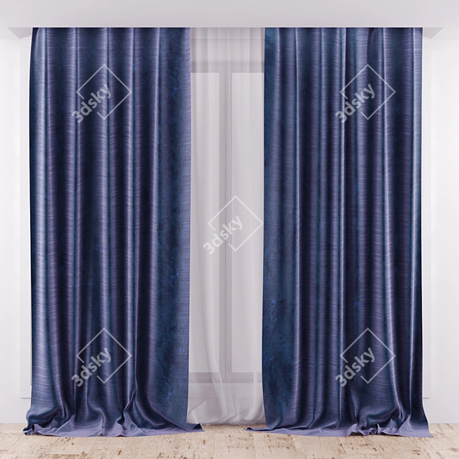 Silk Curtains Set with Additional Textures 3D model image 1