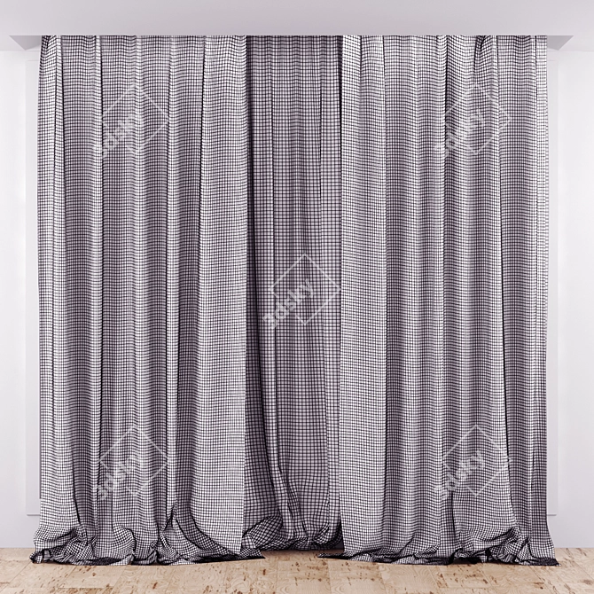 Silk Curtains Set with Additional Textures 3D model image 3