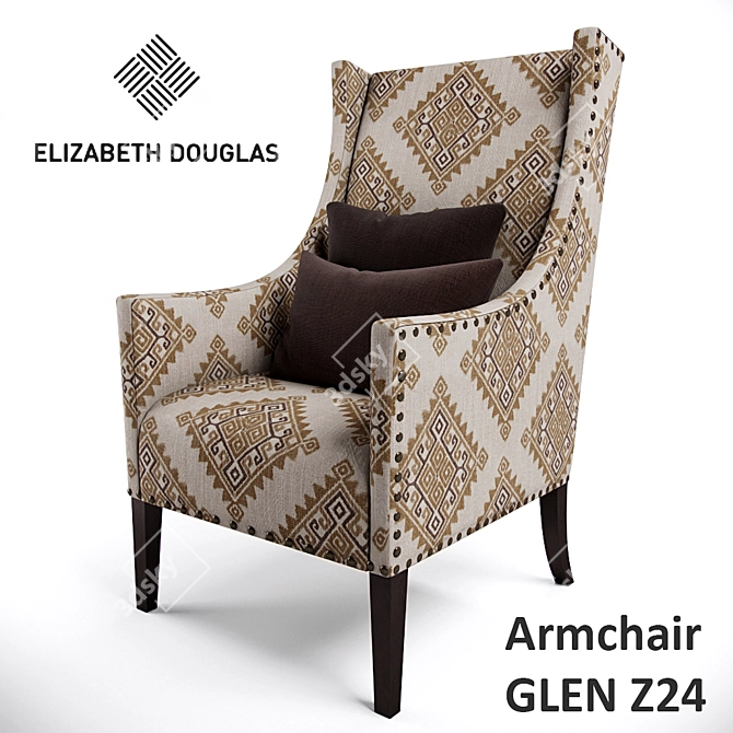 Ethnic Style Accent Chair 3D model image 1