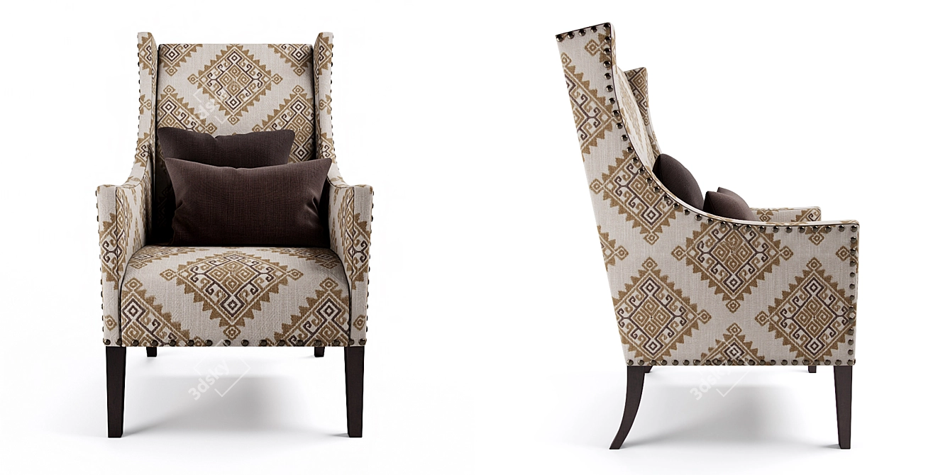 Ethnic Style Accent Chair 3D model image 2