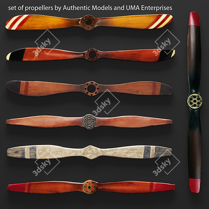 Vintage Propeller Set by UMA & Authentic 3D model image 1