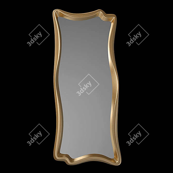 Golden Frame Modern Wall Mirror 3D model image 1