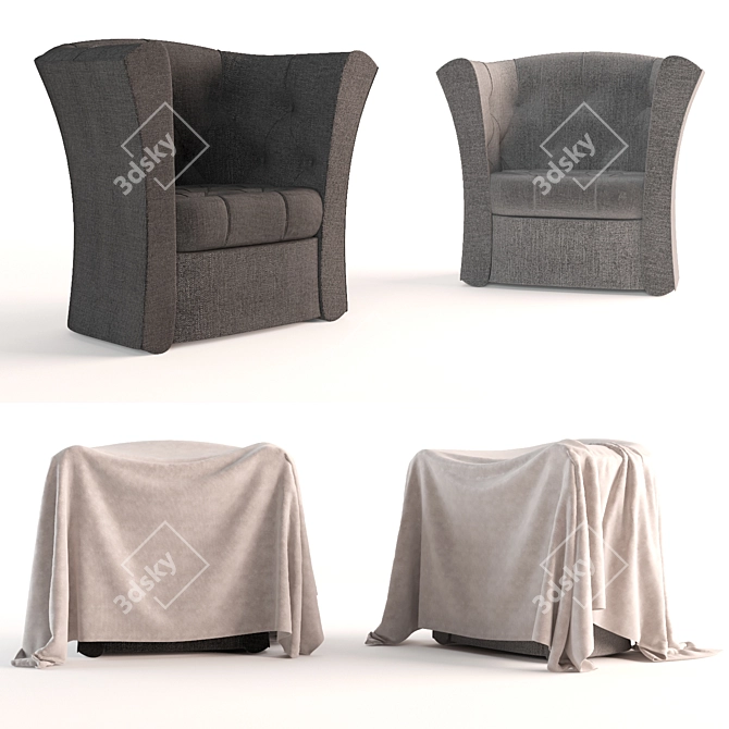 Cozy Single Seat Sofa with Blanket 3D model image 1