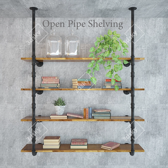 Industrial Pipe Shelves 3D model image 1