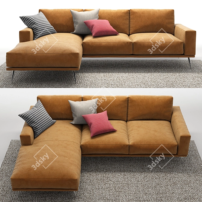 Elegant Carlton Corner Sofa 3D model image 2