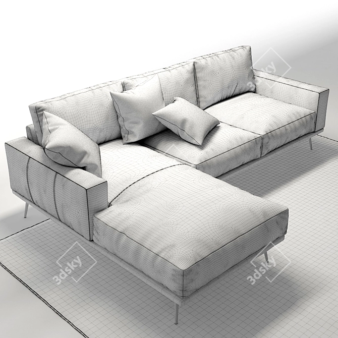 Elegant Carlton Corner Sofa 3D model image 3