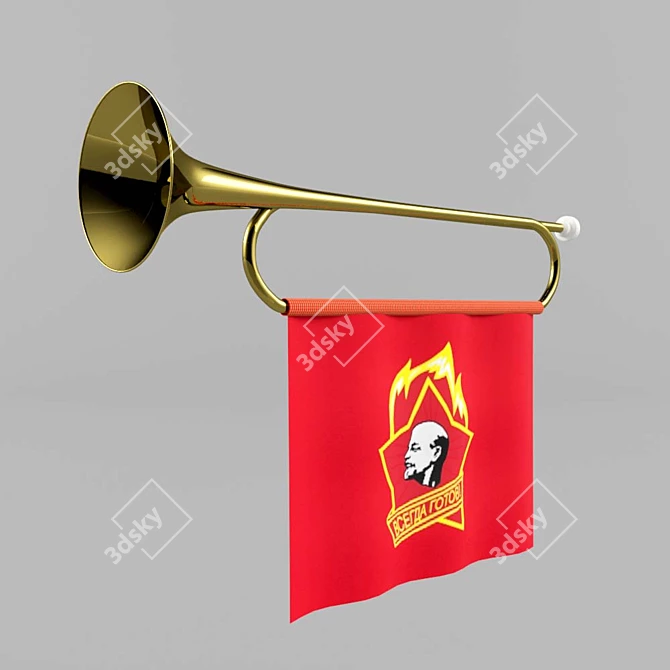  Soviet Pioneer Bugle 3D model image 1