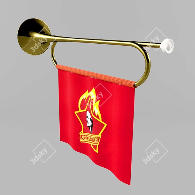  Soviet Pioneer Bugle 3D model image 2