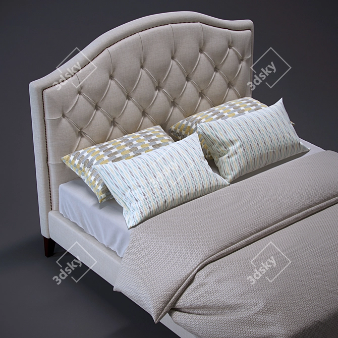 Modern Tufted Bedframe: Stylish Elegance 3D model image 2