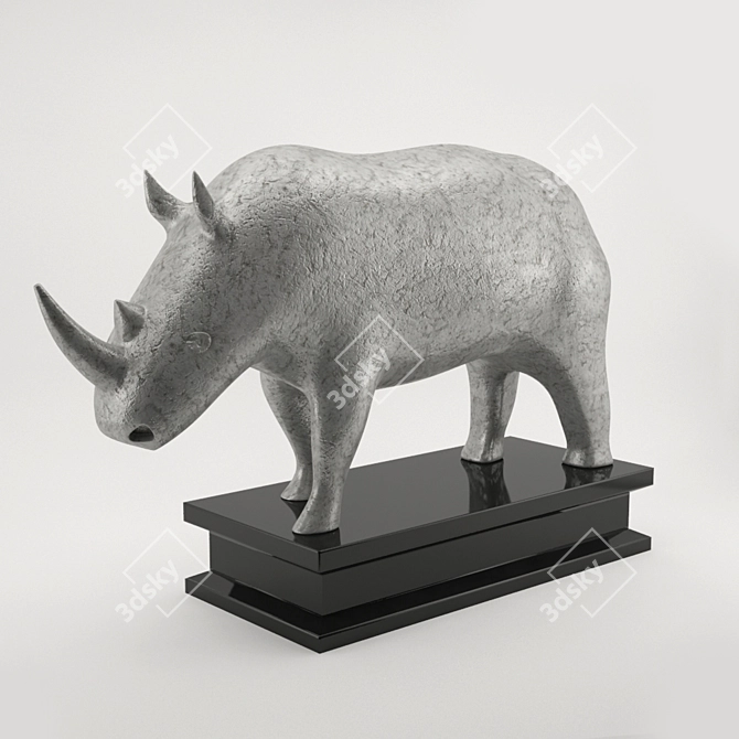 Metal Rhino Figurine 3D model image 1
