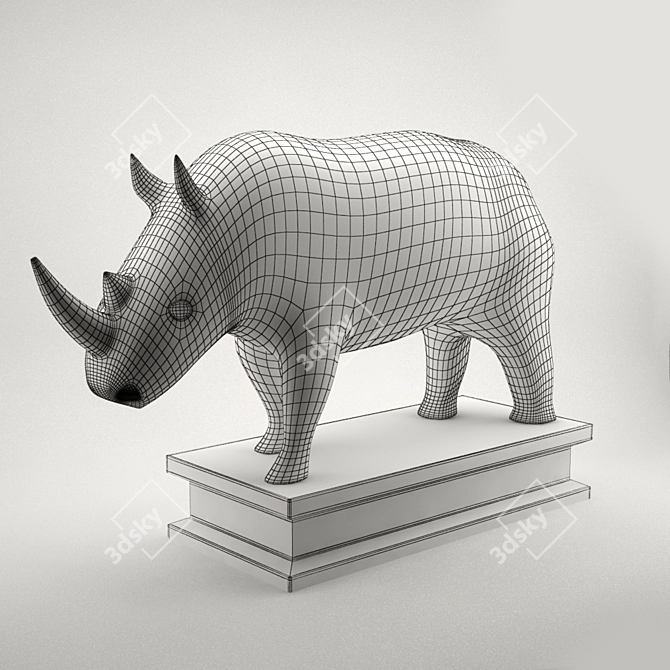 Metal Rhino Figurine 3D model image 2